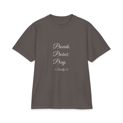 PROVIDE. PROTECT. PRAY. Heavyweight Tee | 1 Timothy 5:8